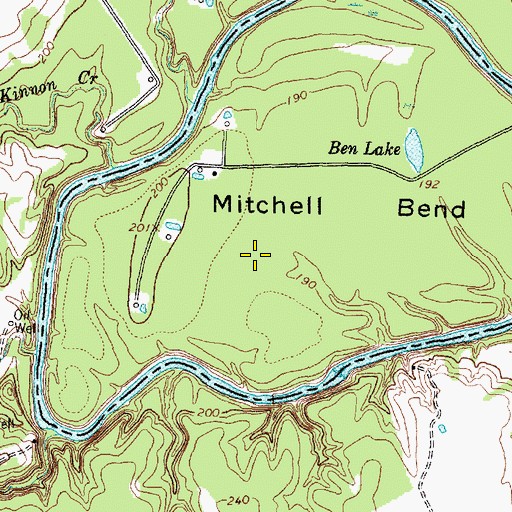 Topographic Map of Mitchell Bend, TX