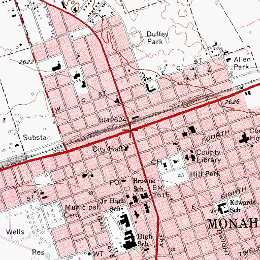Topographic Map of Monahans, TX