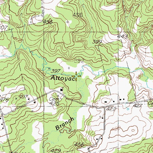 Topographic Map of Moore Branch, TX