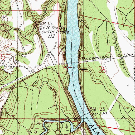 Topographic Map of Bar Below Benton, AL