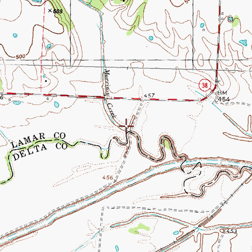 Topographic Map of Morrison Creek, TX