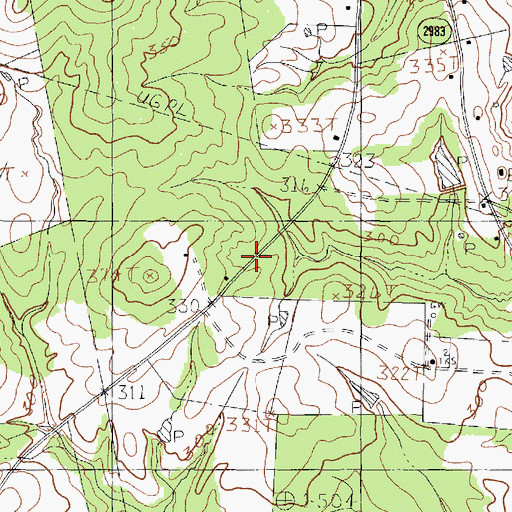 Topographic Map of Mount School, TX
