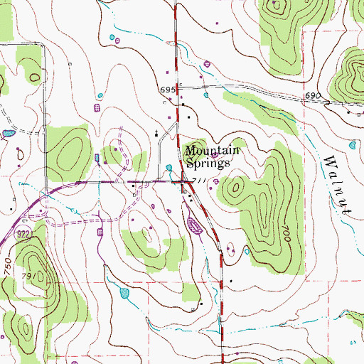 Topographic Map of Mountain Springs, TX