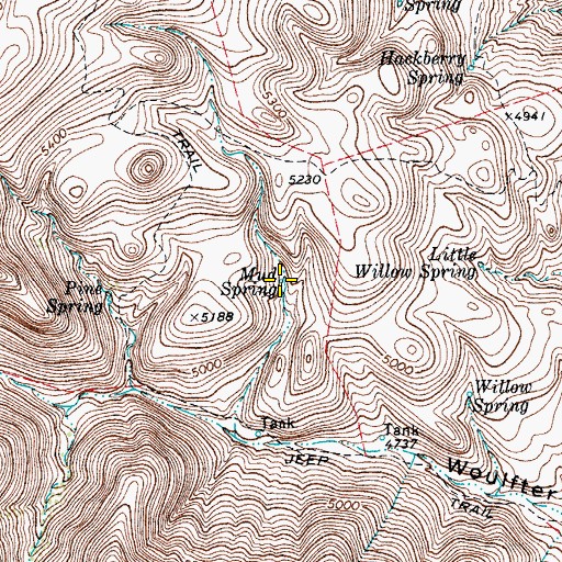 Topographic Map of Mud Spring, TX