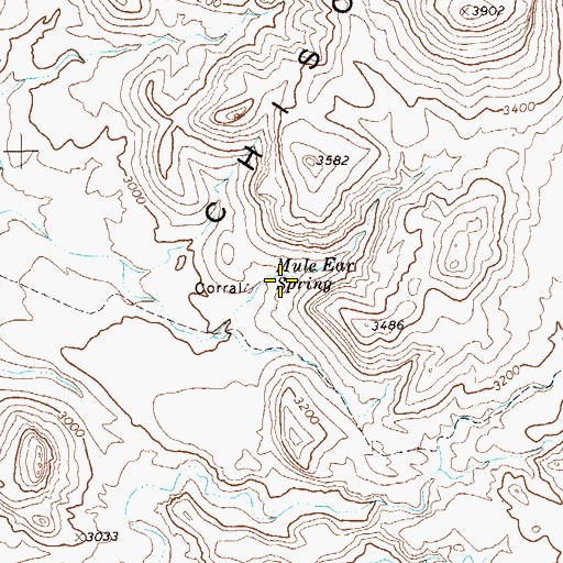 Topographic Map of Mule Ear Spring, TX