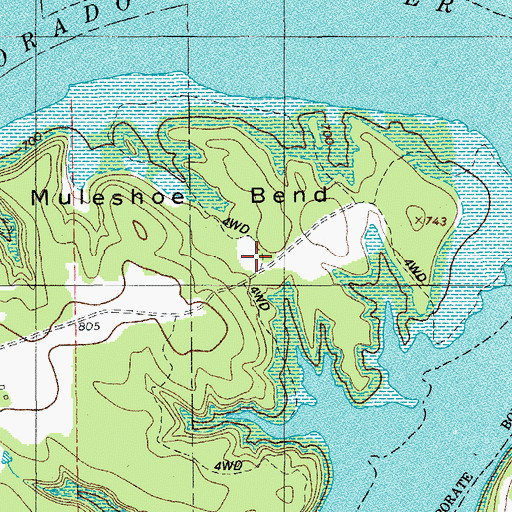 Topographic Map of Muleshoe Bend, TX