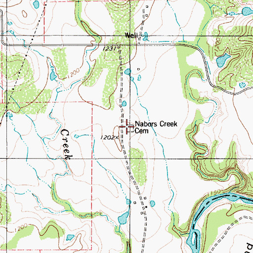 Topographic Map of Nabors Creek Cemetery, TX