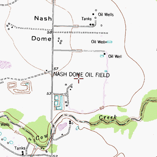 Topographic Map of Nash Dome Oil Field, TX
