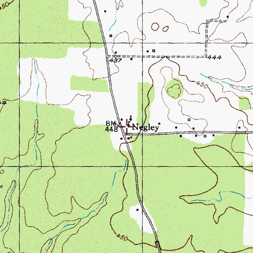 Topographic Map of Negley, TX