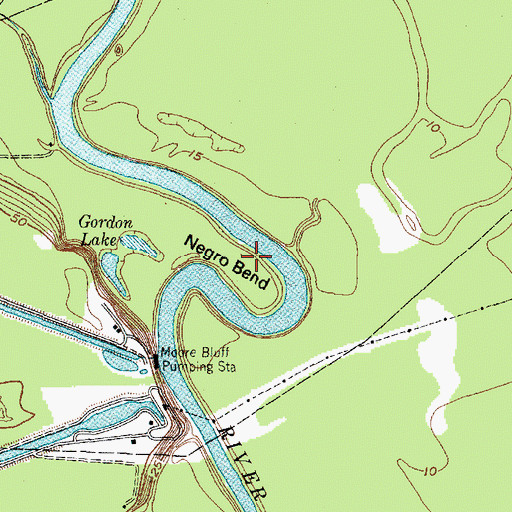 Topographic Map of Negro Bend, TX