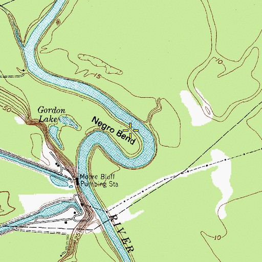 Topographic Map of Negro Bend, TX