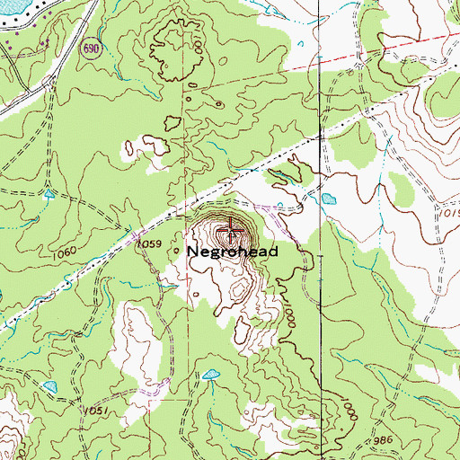 Topographic Map of Negrohead, TX