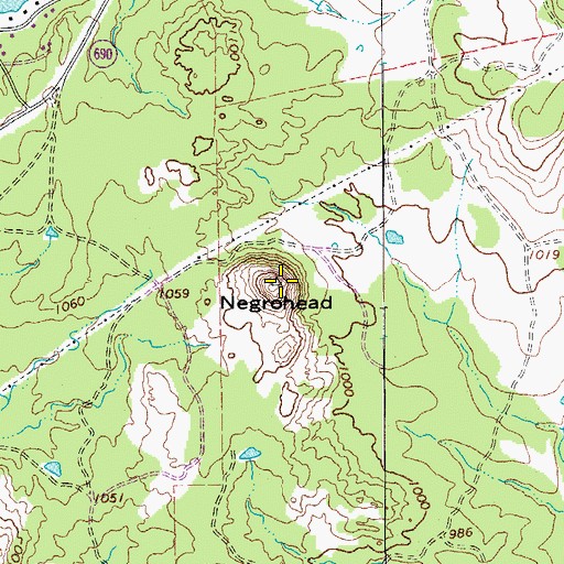 Topographic Map of Negrohead, TX