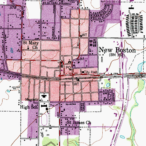 Topographic Map of New Boston, TX