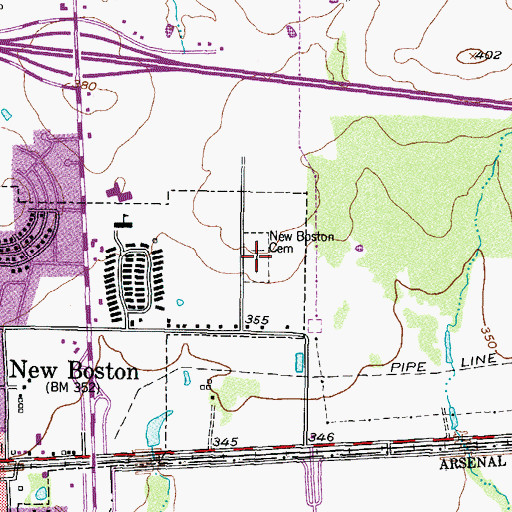 Topographic Map of New Boston Cemetery, TX