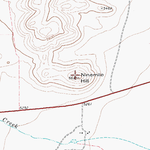 Topographic Map of Ninemile Hill, TX