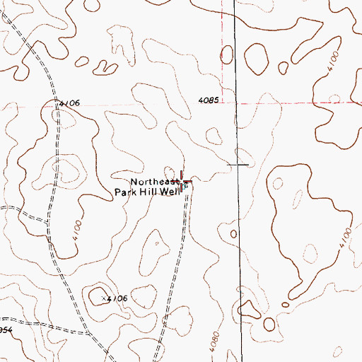Topographic Map of Northeast Park Hill Well, TX