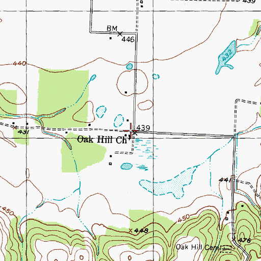 Topographic Map of Oak Hill Church, TX