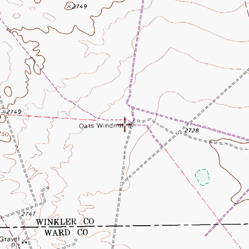 Topographic Map of Oats Windmill, TX