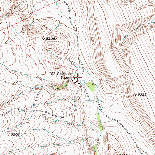 Topographic Map of Old Chilicote Ranch, TX