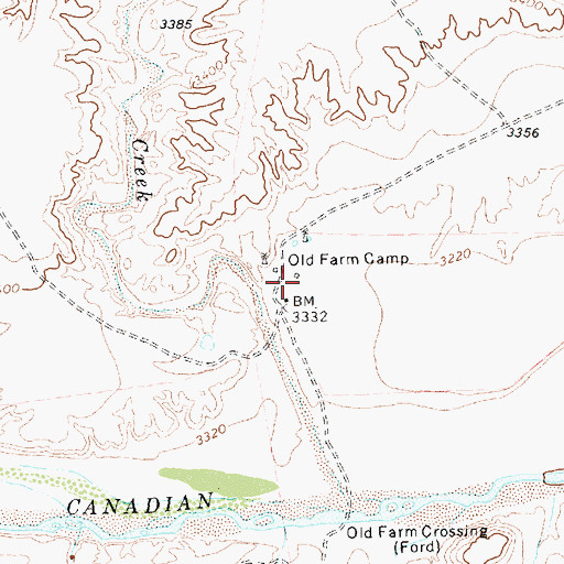 Topographic Map of Old Farm Camp, TX