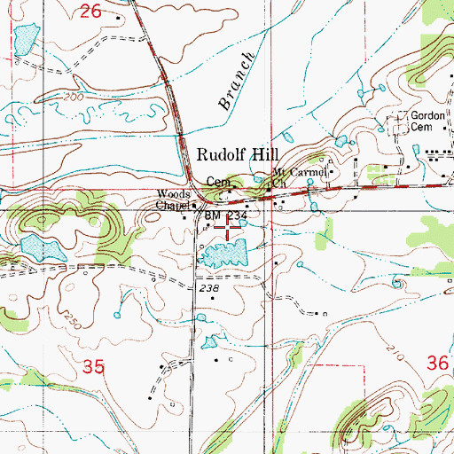 Topographic Map of Rudolf Hill, AL