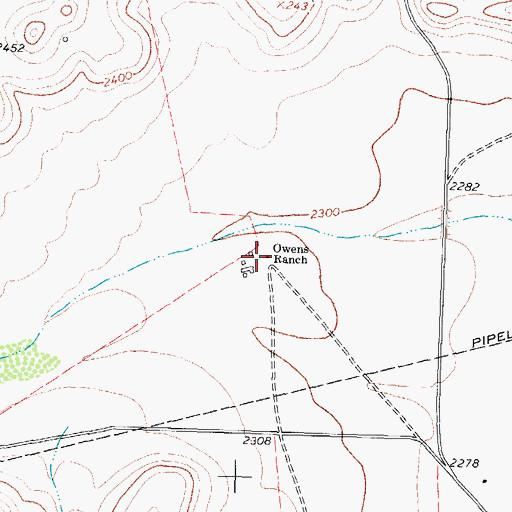 Topographic Map of Owens Ranch, TX