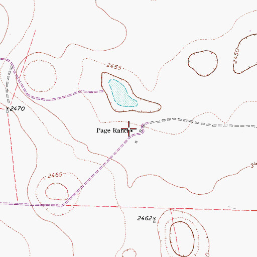Topographic Map of Page Ranch, TX