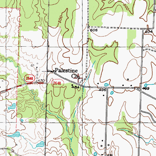 Topographic Map of Palestine Church, TX