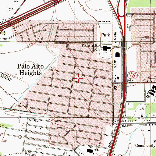 Topographic Map of Palo Alto Heights, TX