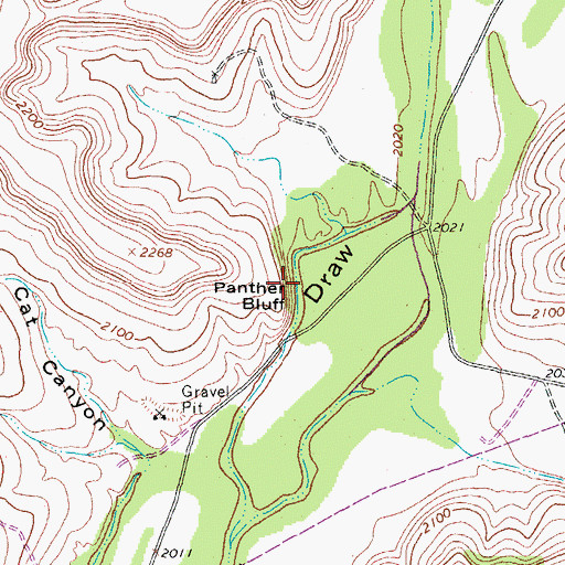 Topographic Map of Panther Bluff, TX