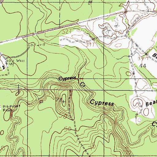Topographic Map of Pea Monk Branch, TX