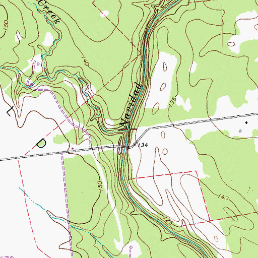 Topographic Map of Peach Creek, TX