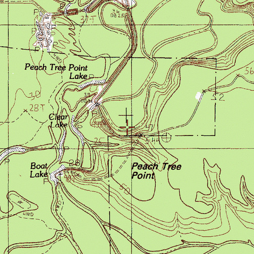 Topographic Map of Peach Tree Point, TX