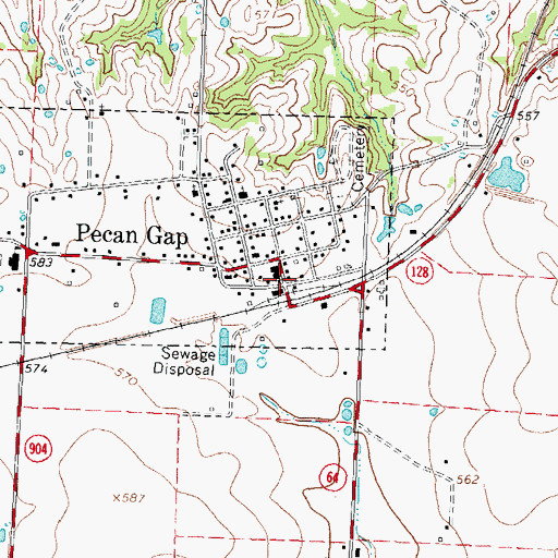 Topographic Map of Pecan Gap, TX