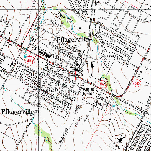 Topographic Map of Pflugerville, TX