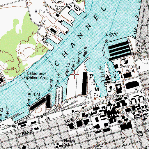Topographic Map of Pier Eleven, TX