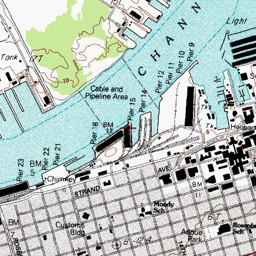 Topographic Map of Pier Fifteen, TX