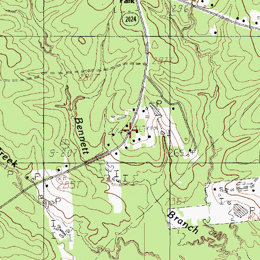 Topographic Map of Pine Hill Church, TX