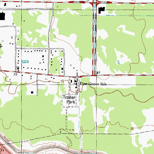 Topographic Map of Pinegrove Church, TX