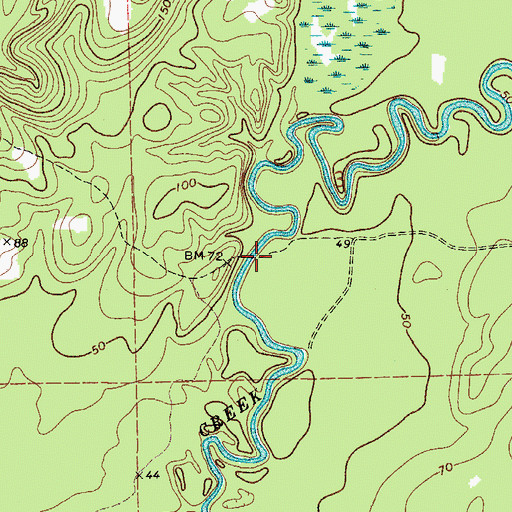 Topographic Map of Ikner Bridge (historical), AL