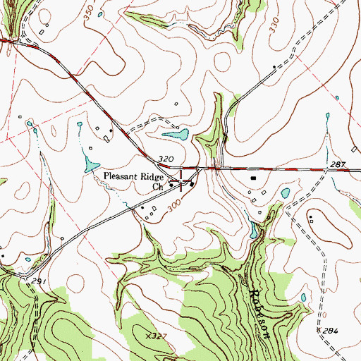 Topographic Map of Pleasant Ridge Church, TX