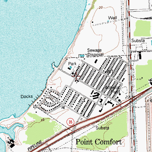 Topographic Map of Point Comfort, TX