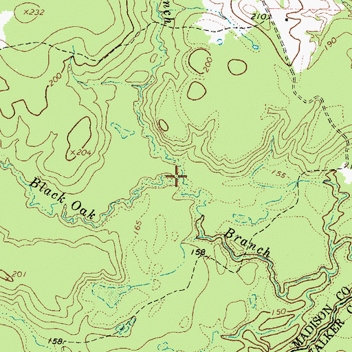 Topographic Map of Pollard Branch, TX