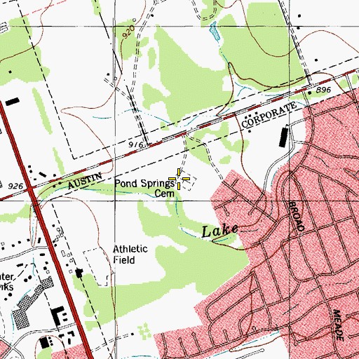Topographic Map of Pond Springs Cemetery, TX