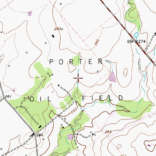 Topographic Map of Porter Oil Field, TX
