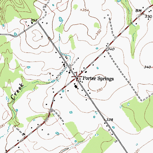 Topographic Map of Porter Springs, TX