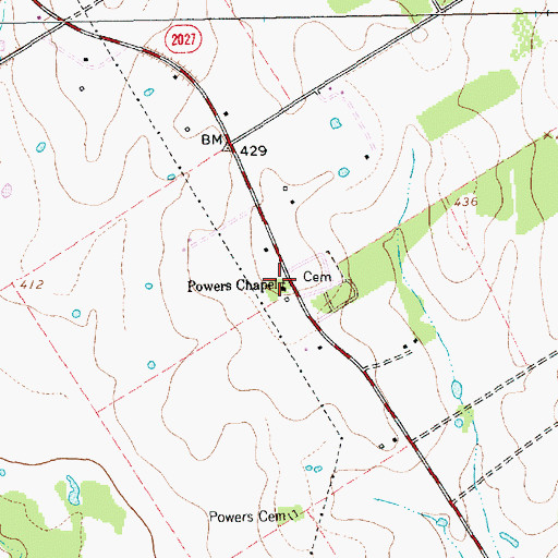 Topographic Map of Powers Chapel, TX