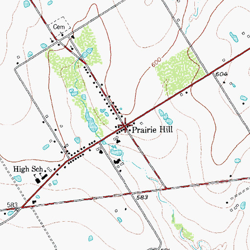 Topographic Map of Prairie Hill, TX