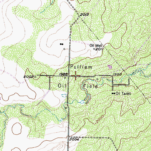 Topographic Map of Pulliam Oil Field, TX